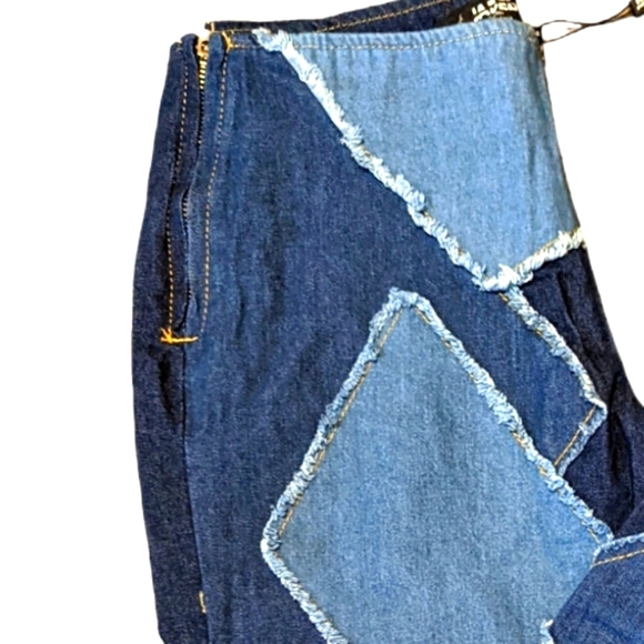 **SOLD** NEW JARED LOW RISE DIAMOND Y2K PATCHWORK JEANS Size 24 - Picture 10 of 11
